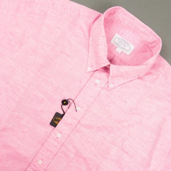 H. Stockton Other - H Stockton Pink Slub Linen Short Sleeve Shirt